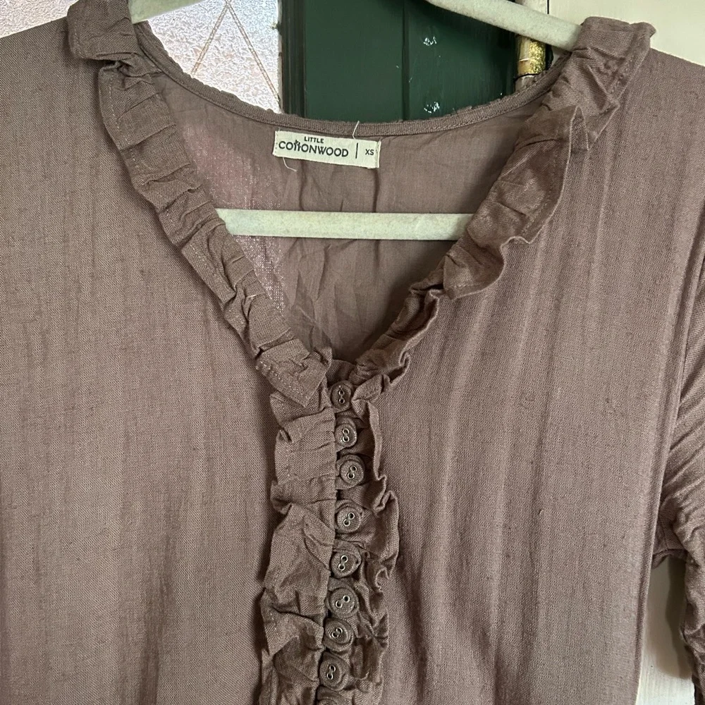 Little Cottonwood Earthy purple Ruffled Midi Dress - Picture 2 of 4